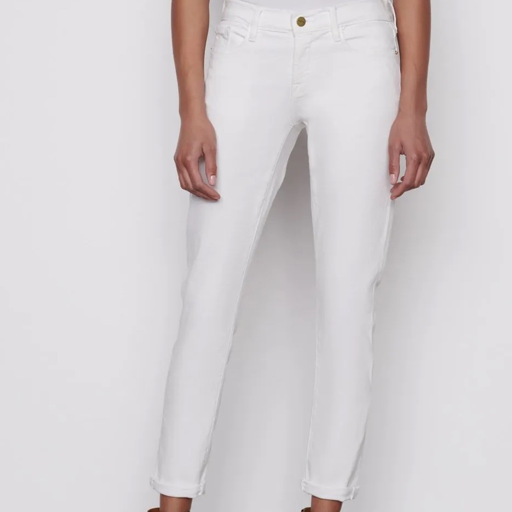 Frame Denim Le Garcon White Straight Leg Jeans